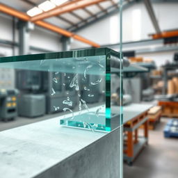 A detailed illustration of toughened glass, showcasing its clarity and strength