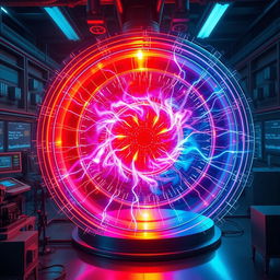 A stunning illustration of a hot cathode spherical star discharge within a polywell fusion reactor