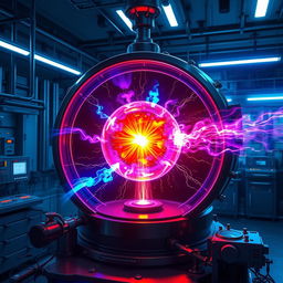 A stunning illustration of a hot cathode spherical star discharge within a polywell fusion reactor