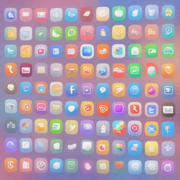 A high-resolution digital art image displaying an iPhone screen filled with various app icons