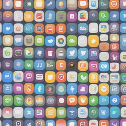 A high-resolution digital art image displaying an iPhone screen filled with various app icons