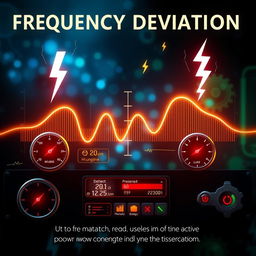 An abstract representation of frequency deviation symbolizing the mismatch between active power generation and consumption