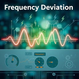 An abstract representation of frequency deviation symbolizing the mismatch between active power generation and consumption
