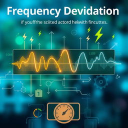 An abstract representation of frequency deviation symbolizing the mismatch between active power generation and consumption