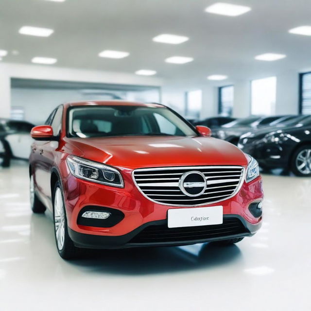 A high-quality photograph showcasing the interior of a car shop