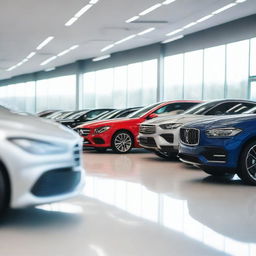 A high-quality photograph showcasing the interior of a car shop