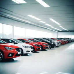 A high-quality photograph showcasing the interior of a car shop