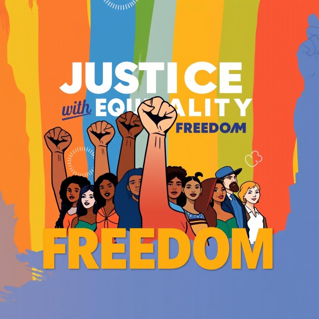 A visually striking human rights poster designed for the NCC (National Civil Rights Coalition), featuring symbols of equality and justice