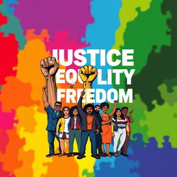 A visually striking human rights poster designed for the NCC (National Civil Rights Coalition), featuring symbols of equality and justice