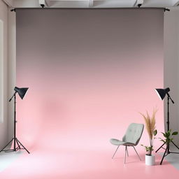 A contemporary photography studio background showcasing a smooth gradient that transitions from deep grey at the top to soft pastel pink at the bottom