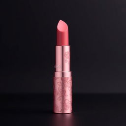 A graceful and elegant lipstick in a beautiful rose pink color, adorned with delicate rose patterns representing the Celestia brand