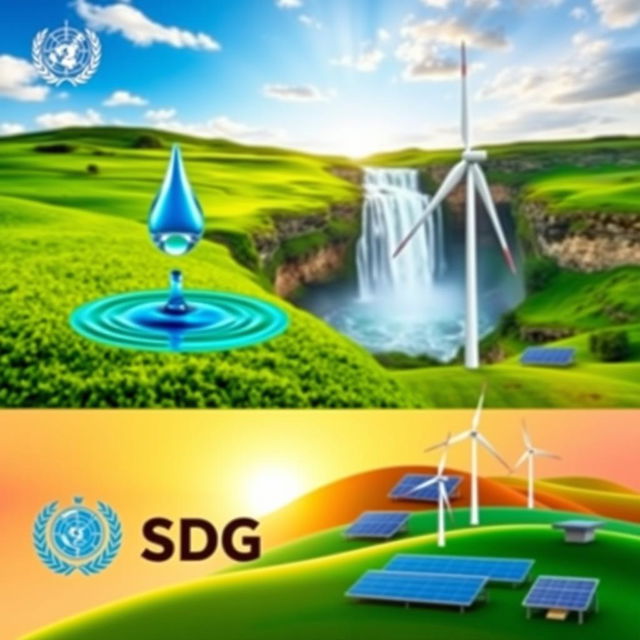 A visually striking poster showcasing two of the UN's Sustainable Development Goals (SDGs)