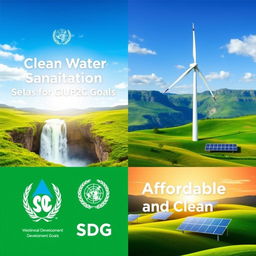A visually striking poster showcasing two of the UN's Sustainable Development Goals (SDGs)