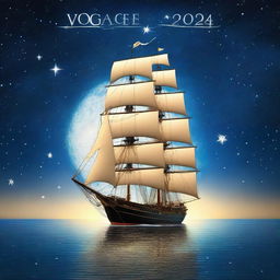 This is a highly detailed digital art image for a book cover titled 'Voyage 2024'