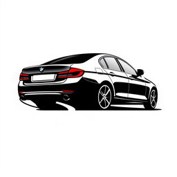 A logo design for Auto Samyar car dealership featuring a stylized representation of a BMW 5 Series car viewed from the right rear side as it ascends a winding road