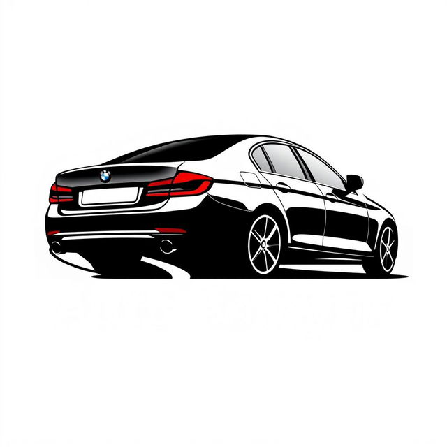A logo design for Auto Samyar car dealership featuring a stylized representation of a BMW 5 Series car viewed from the right rear side as it ascends a winding road
