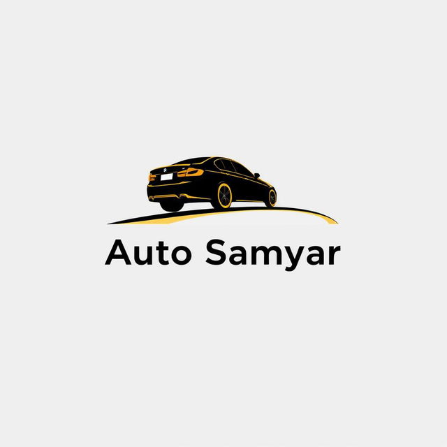 A minimalistic logo design for Auto Samyar featuring a two-color scheme of black and gold