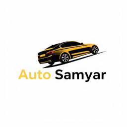 A minimalistic logo design for Auto Samyar featuring a two-color scheme of black and gold