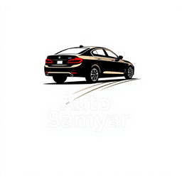 A minimalistic logo design for Auto Samyar featuring a two-color scheme of black and gold