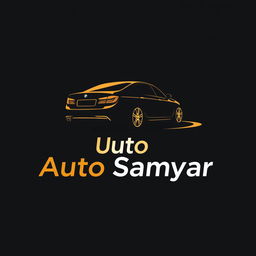 A minimalistic logo design for Auto Samyar featuring a two-color scheme of black and gold