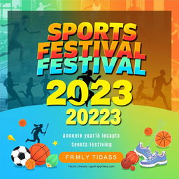 A vibrant sports festival announcement poster featuring a lively and colorful design