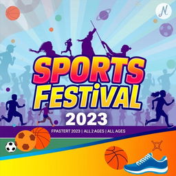 A vibrant sports festival announcement poster featuring a lively and colorful design