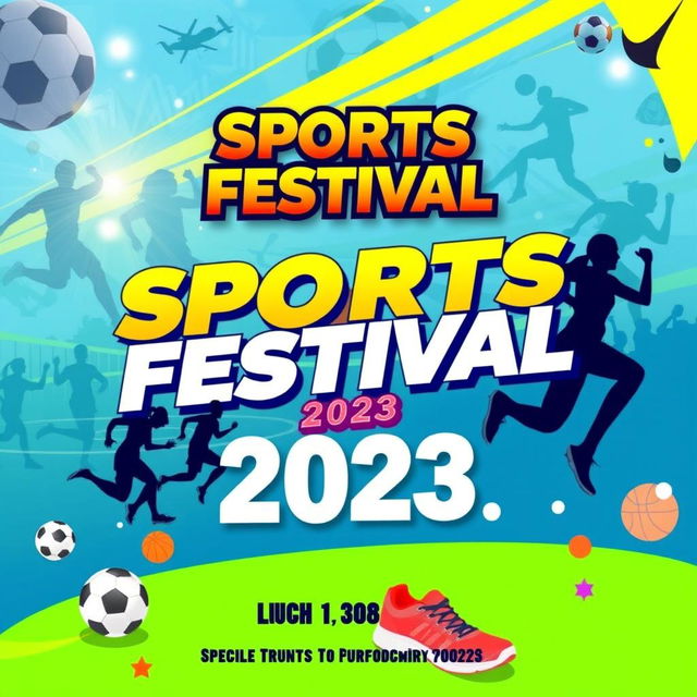 A vibrant sports festival announcement poster featuring a lively and colorful design