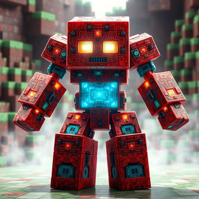 A detailed and artistic texture design for a redstone golem in Minecraft