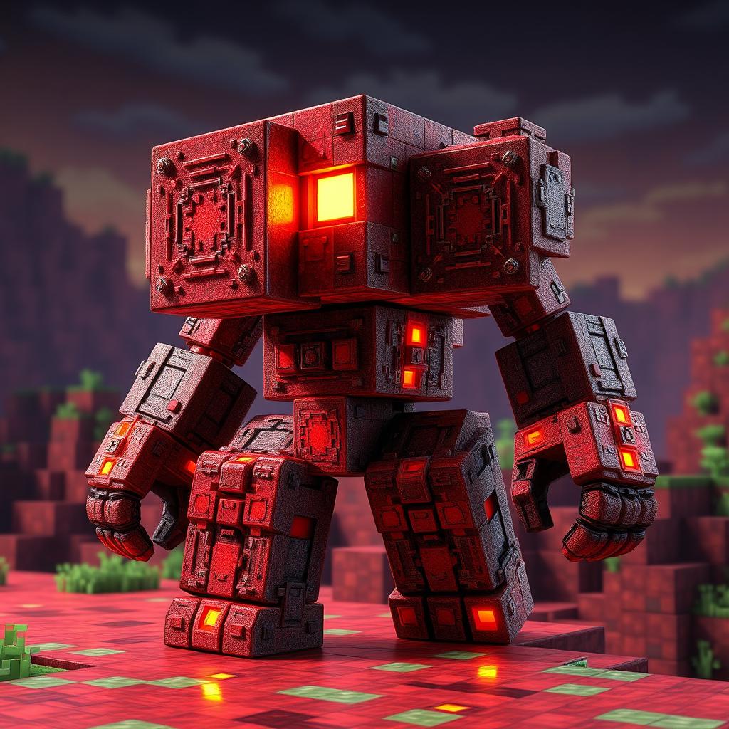 A detailed and artistic texture design for a redstone golem in Minecraft