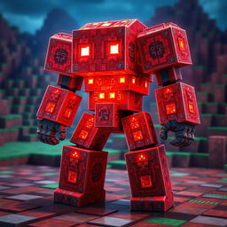 A detailed and artistic texture design for a redstone golem in Minecraft