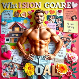 A vibrant and inspiring vision board filled with images symbolizing personal goals