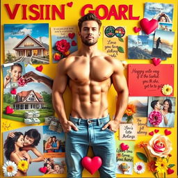 A vibrant and inspiring vision board filled with images symbolizing personal goals