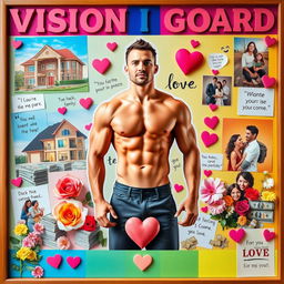 A vibrant and inspiring vision board filled with images symbolizing personal goals