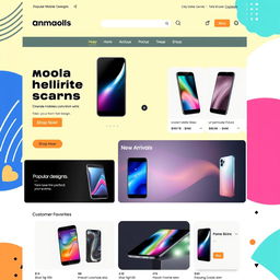 An eye-catching template design for a mobile skins shop, featuring a modern layout that highlights various mobile phone skins