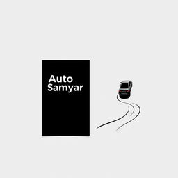 A minimalistic logo design for a car brand named 'Auto Samyar' in a single black color, emphasizing simplicity and elegance