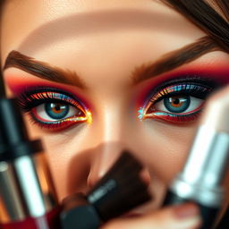 A close-up image of captivating and beautifully made-up eyes, showcasing stunning eye makeup techniques