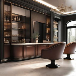 An image showcasing a men's saloon design, exuding a modern and sophisticated aesthetic