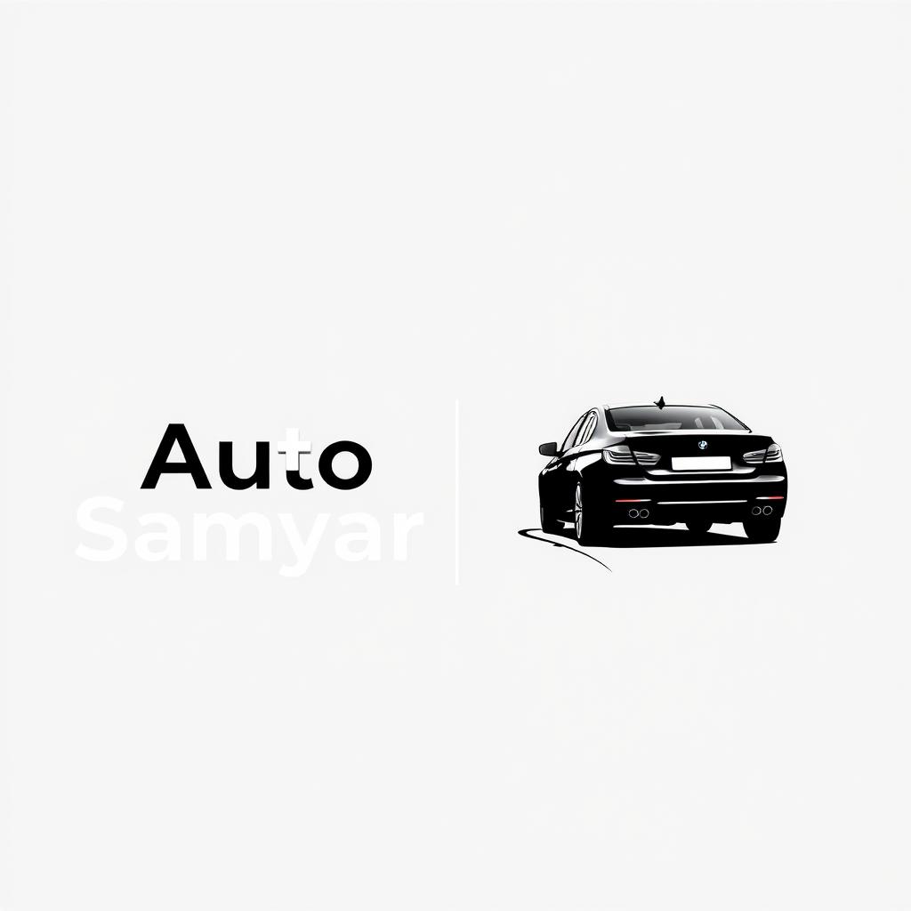 A minimal logo design in monochromatic black for a car brand called 'Auto Samyar'