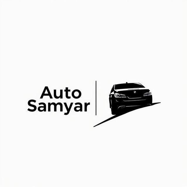 A minimal logo design in monochromatic black for a car brand called 'Auto Samyar'