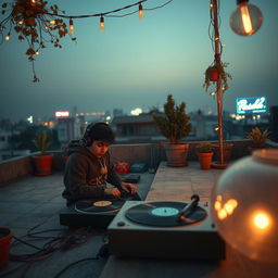 A serene and atmospheric lofi-inspired image capturing the essence of a musical scene from the movie 'Pushpa 2'