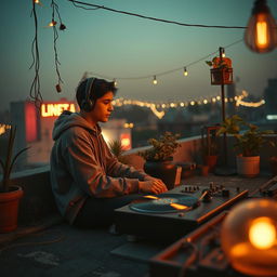 A serene and atmospheric lofi-inspired image capturing the essence of a musical scene from the movie 'Pushpa 2'