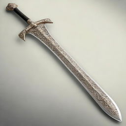 A digital art image of a high-quality elven falchion