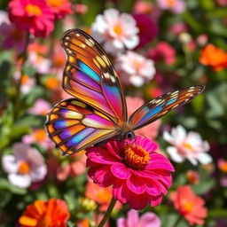 A stunningly beautiful butterfly perched delicately on a vibrant flower, showcasing its intricate patterns and vivid colors