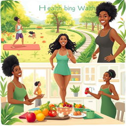 A vibrant and inspiring scene that illustrates the concept of health being wealth