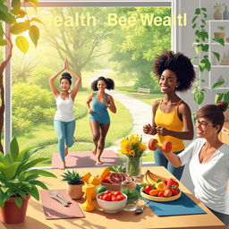 A vibrant and inspiring scene that illustrates the concept of health being wealth