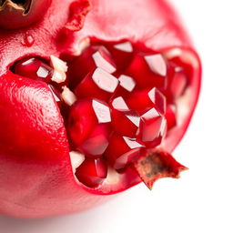 A close-up of a vibrant pomegranate fruit, showcasing its rich red color and glossy skin