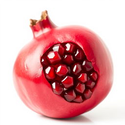 A close-up of a vibrant pomegranate fruit, showcasing its rich red color and glossy skin