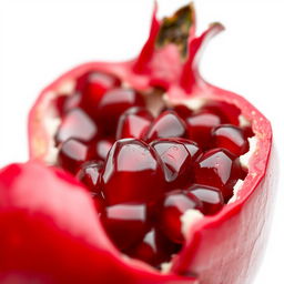 A close-up of a vibrant pomegranate fruit, showcasing its rich red color and glossy skin
