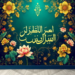 A beautiful and vibrant wall wallpaper design featuring the name 'اسی برکت والا نام' in elegant calligraphy