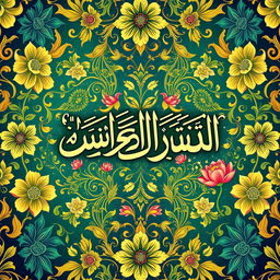 A beautiful and vibrant wall wallpaper design featuring the name 'اسی برکت والا نام' in elegant calligraphy